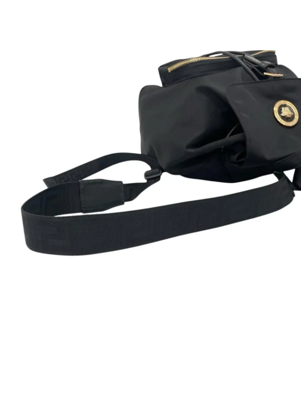 Versace Nylon Backpack Cowhide Black Medusa